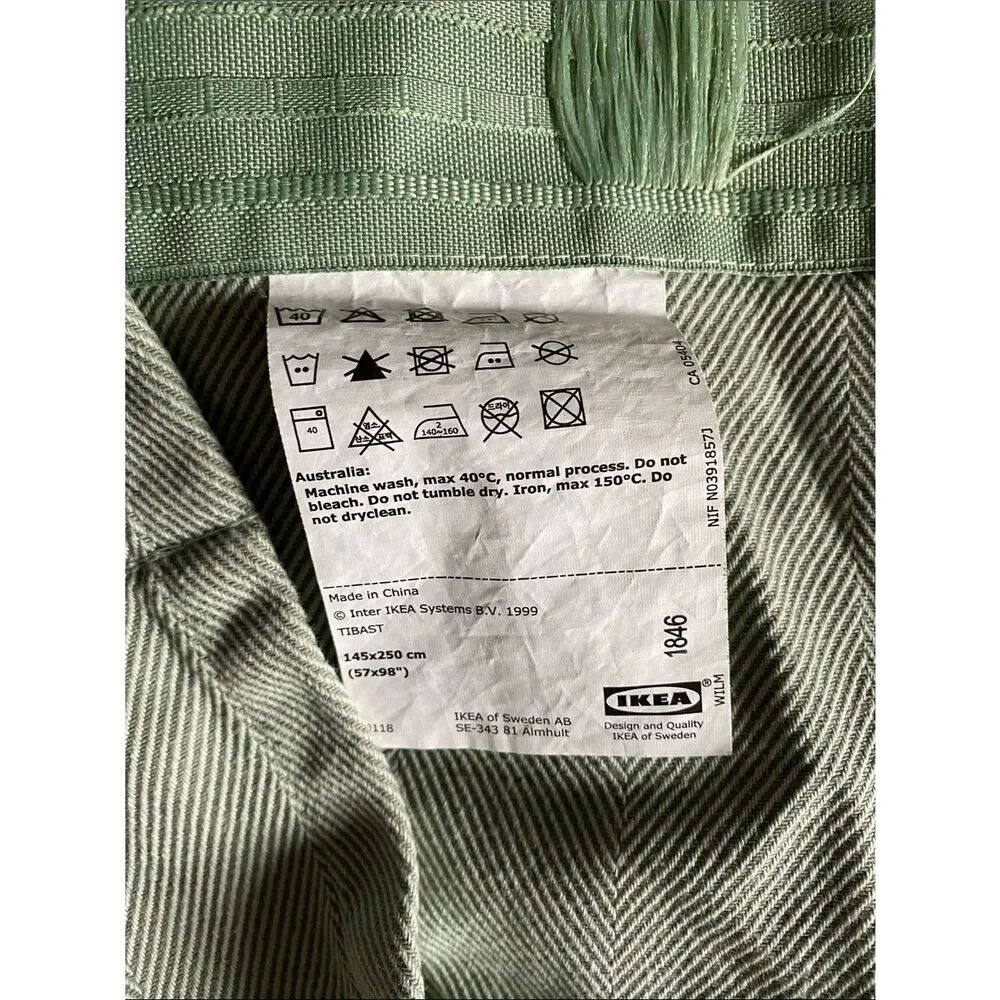 Ikea Herringbone Light Sage Green Curtain Panel set 55x98”